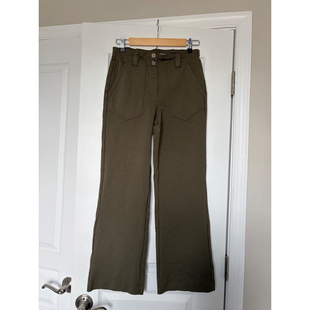 Autres Filles Womens Olive Green Wide Leg High Rise Stretch Trousers Size S